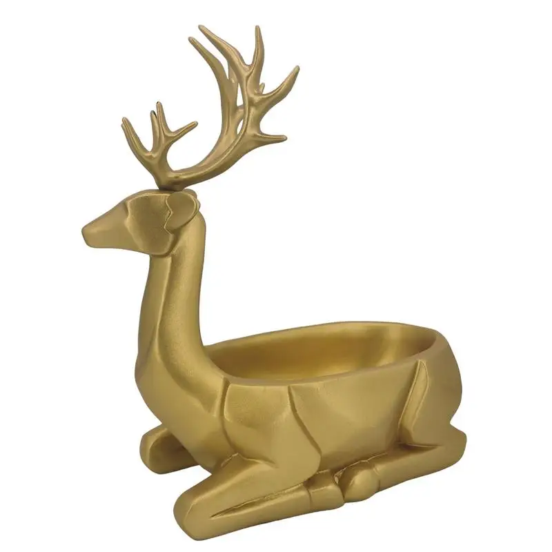 

Elk Resin Home Decor Resin Elk Statue With Storage Basket Reindeer Statue Snack Bowl Jewelry Storage Container Dish Table
