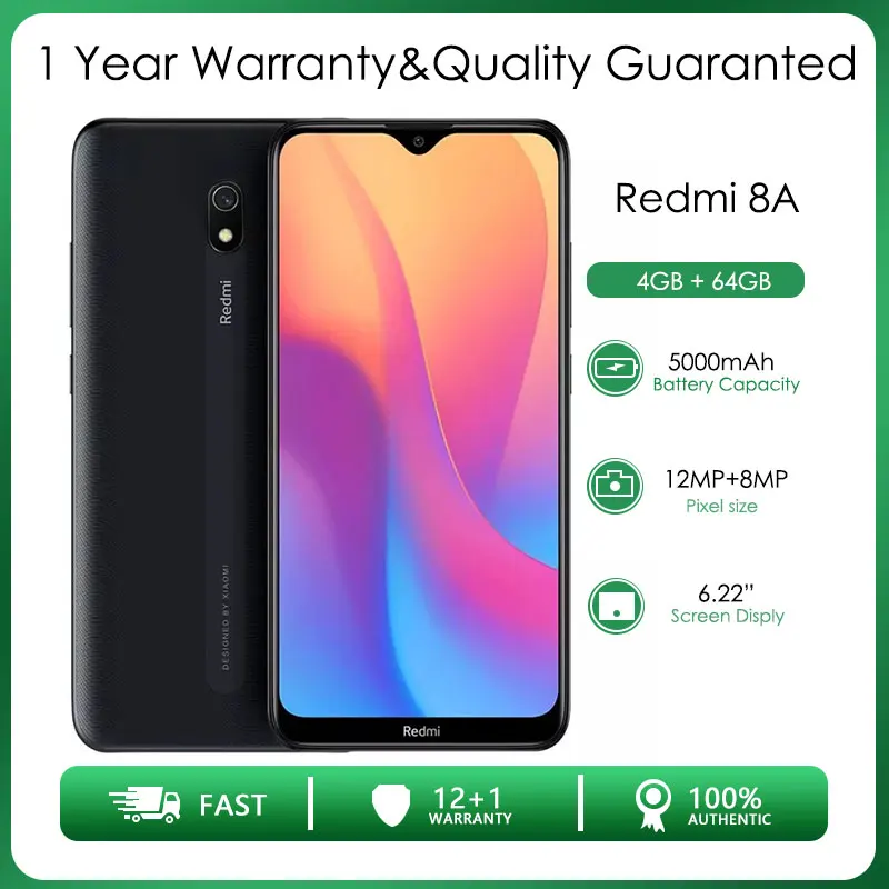 Смартфон Xiaomi Redmi 8A 64 Гб ПЗУ 4 ОЗУ Snapdragon 439 8 ядер 6 22 дюйма 5000 мАч камера 12 МП - купить
