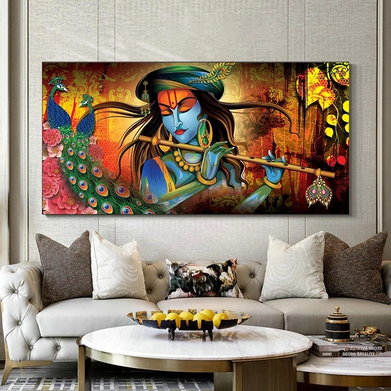 Абстрактное изображение Кришны современные настенные плакаты и принты картина