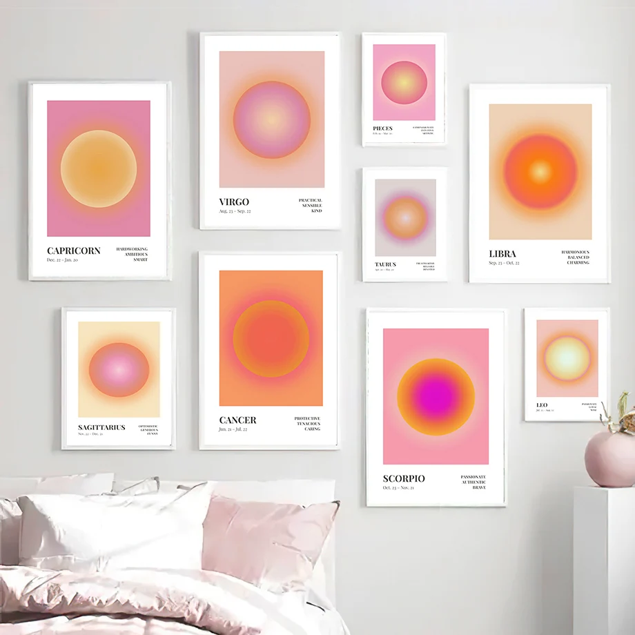 

Minimalist Gradient Round Shapes Wall Art Canvas Painting Nordic Posters And Prints Abstract Wall Pictures For Living Room Decor