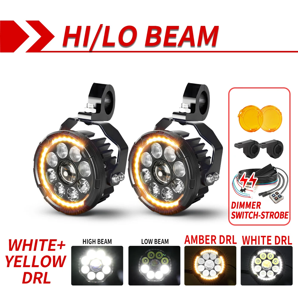 

CO LIGHT 5-дюймовые светодиодные фары с ближним и дальним светом, ДХО для мотоциклов, рабочий свет для Suzuki Yamaha, мотоцик...