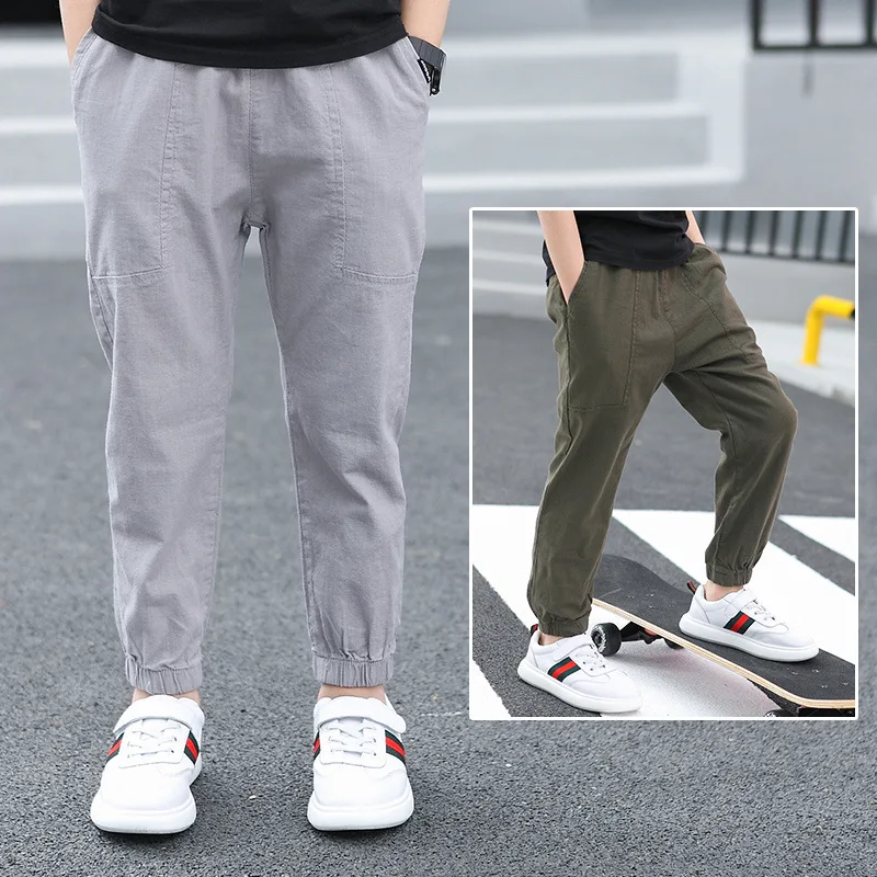 

Boys Summer Solid Color Pants Kids Fashion Loose Sweatpants Children Clothing Casual Bottoms Teens Thin Trousers 3 5 7 9 10 12 Y