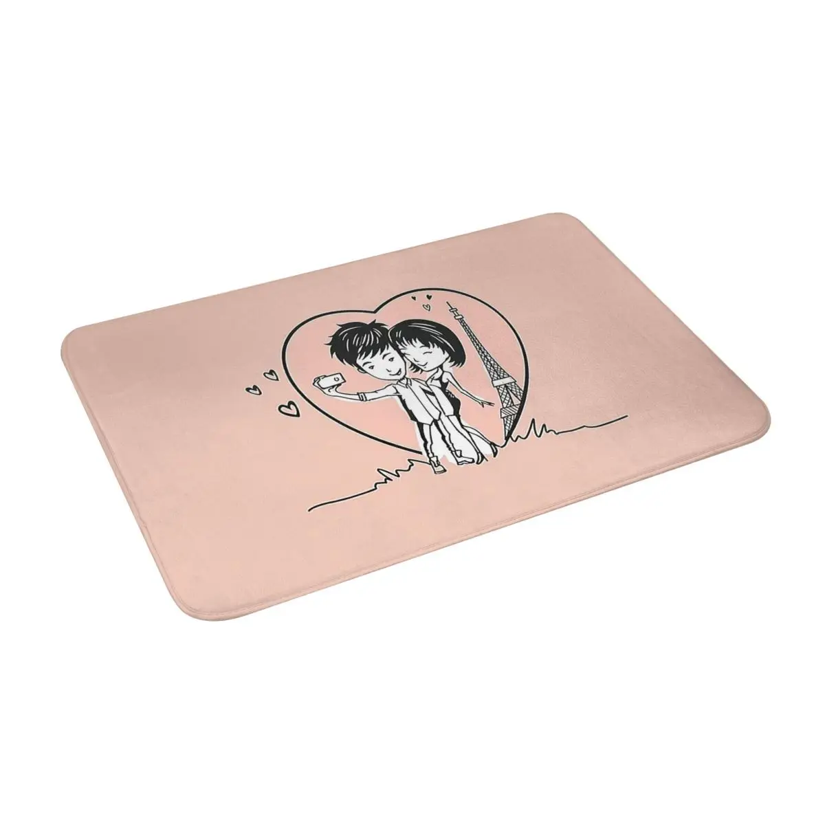 

Lover Couple In Paris Valentines Day Bath Door Floor Mat Anti-slip Rug Carpet Entrance Living Room Home Kitchen Washable Doormat