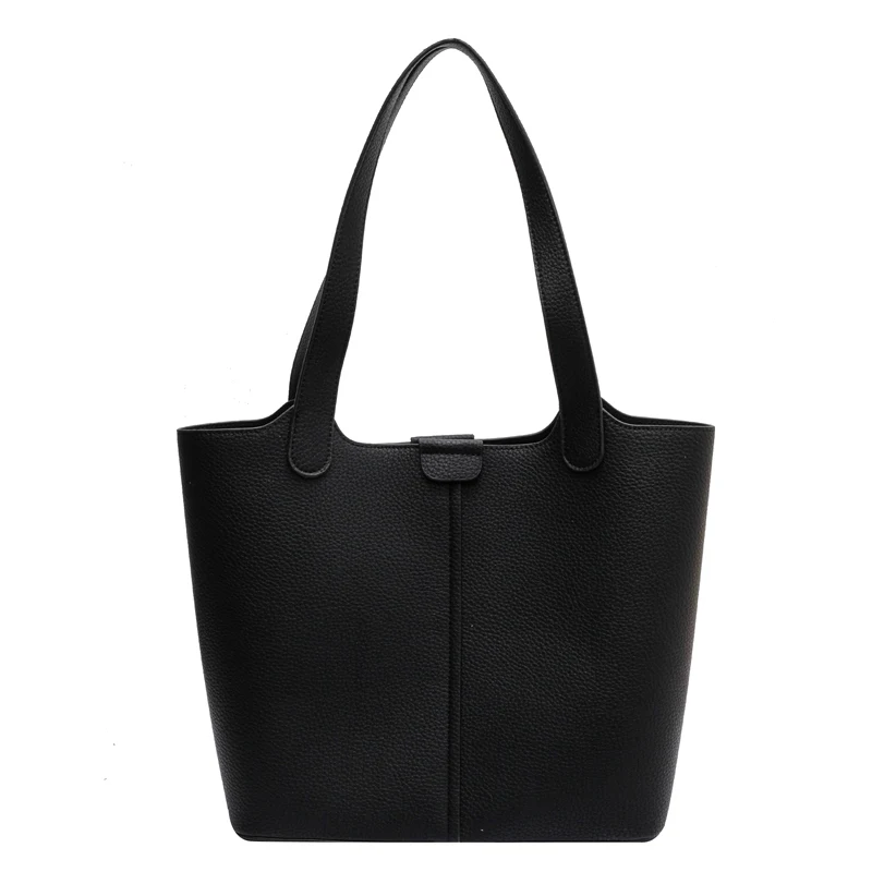 Jin Mantang High Capacity Leather Shoulder Side Bags for Women Winter 2022 Vintage Bucket Bags Lady Designer Handbags and Purses