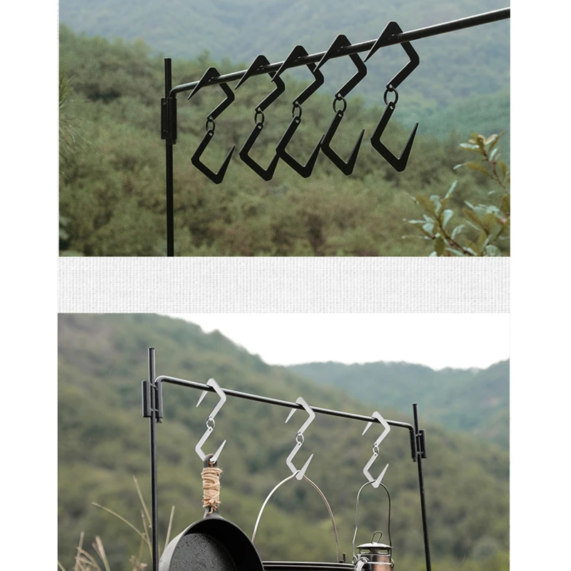 

1 шт. подвесной крючок S-образной формы, уличный треугольный держатель для кастрюль, кухонной утвари, лампы, крючок для кемпинга, вешалка для ...