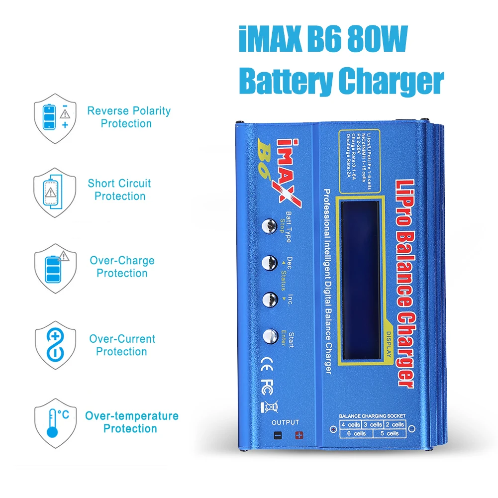 

IMAX B6 Balance Discharger AC/DC Digital Battery Pack Charger LCD Dispaly Discharge Power 5W for LiPo NiMH NiCd LiFe Pb Battery