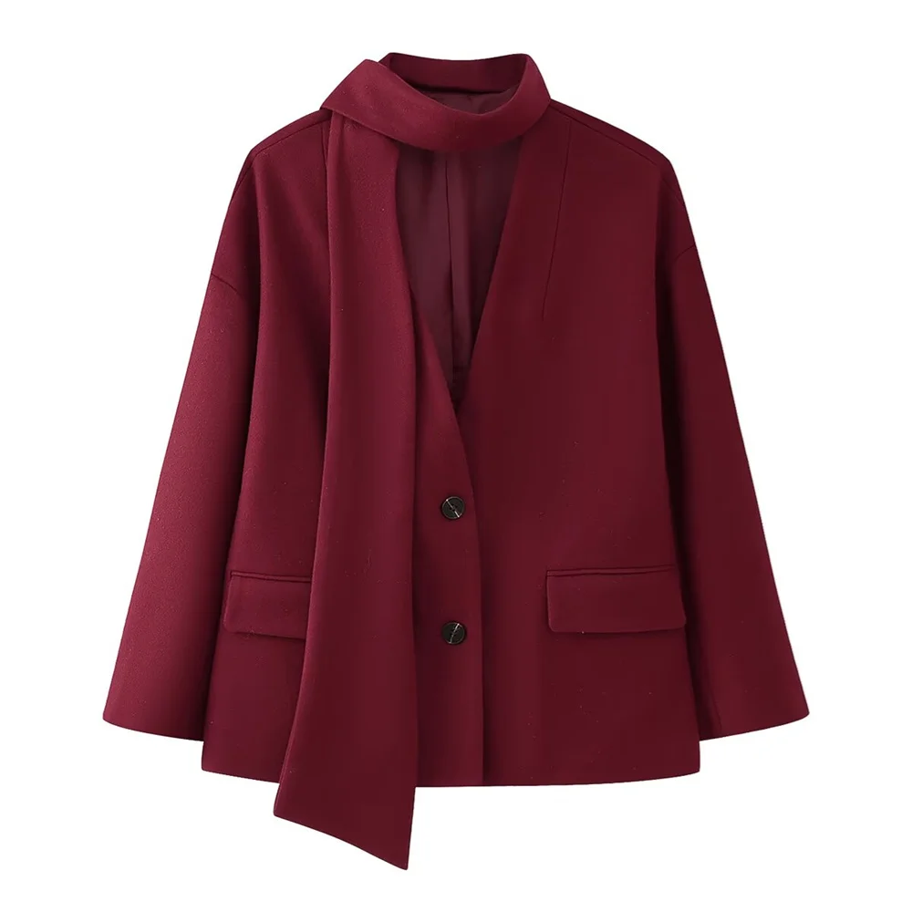 PB &amp ZA женский шарф с украшением пальто длинными рукавами и v-образным вырезом