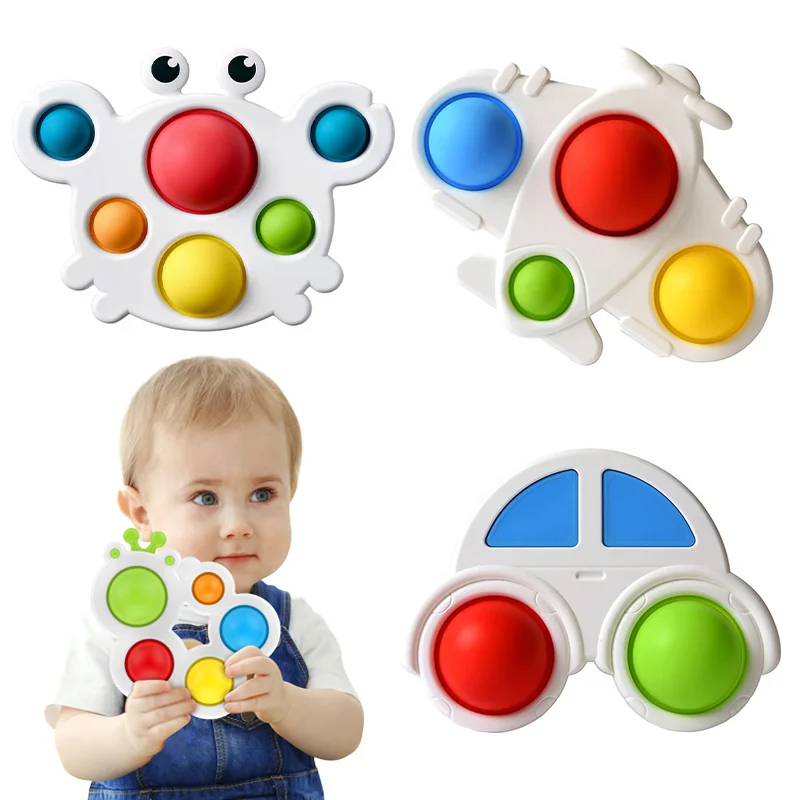 Baby Silicone Fidget Toys for Early Educational Toddlers Stress Relief Pops Bubble Airplane Dimple Busy Board Kids Sensory Toy