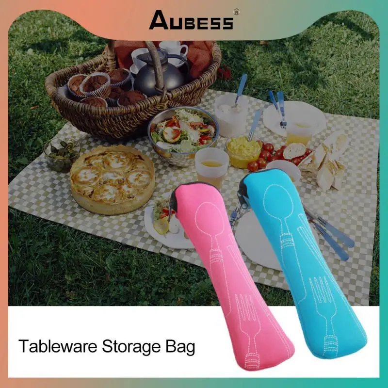 

1pcs Travel Cutlery Bag Cutlery Tableware Bag Washable Dinnerware Bag Household Portable Family Camping Travel Packaging Storage