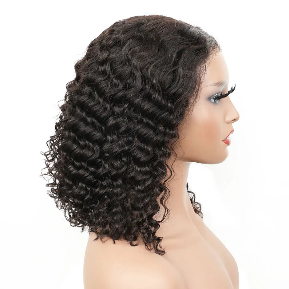 Глубокая волна Боб бразильский парик из волос Реми бесклеевой кружевной