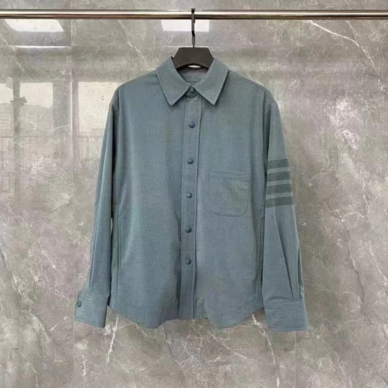 

Мужская Однотонная рубашка-стрейч на пуговицах, с длинным рукавом