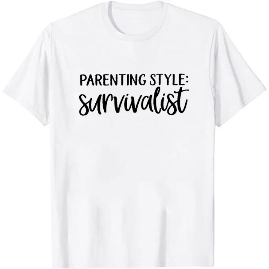 

Mom Shirt Teacherlife Shirt Parenting Style: Survivalist Letters Printed Women T-shirt O-Neck Casual Funny Short Sleeves T-Shirt
