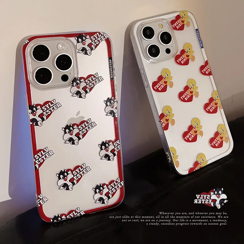 Прозрачный чехол для телефона в стиле ретро с забавным рисунком сильвестера и