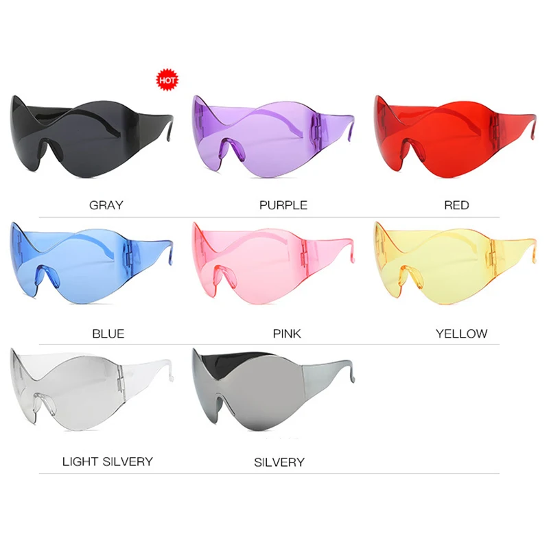 Женские и мужские безободковые солнцезащитные очки в стиле панк