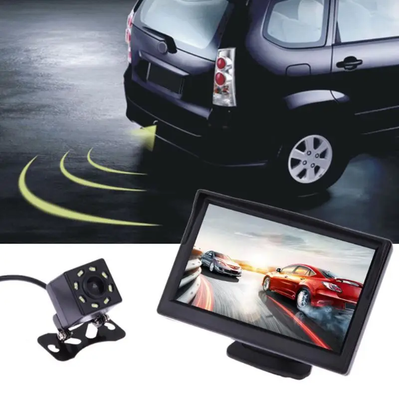 

Rear View Backup-Assist Camera Wide Degree 5 inch TFT LCD Parking Assistance Wide Angle Reverse Camera Reversing Monitor