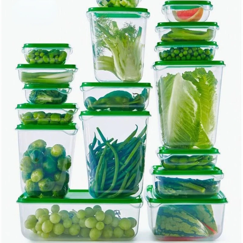 

Refrigerator Food Grade 17-piece Large-capacity Storage Set Kitchen Sealed Refrigerated Vegetables with Lid Crisper
