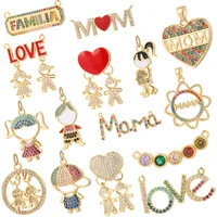 mom family couple letter charms for jewelry making supplies gold color plated crystal cz dangle diy earring necklace bracelet