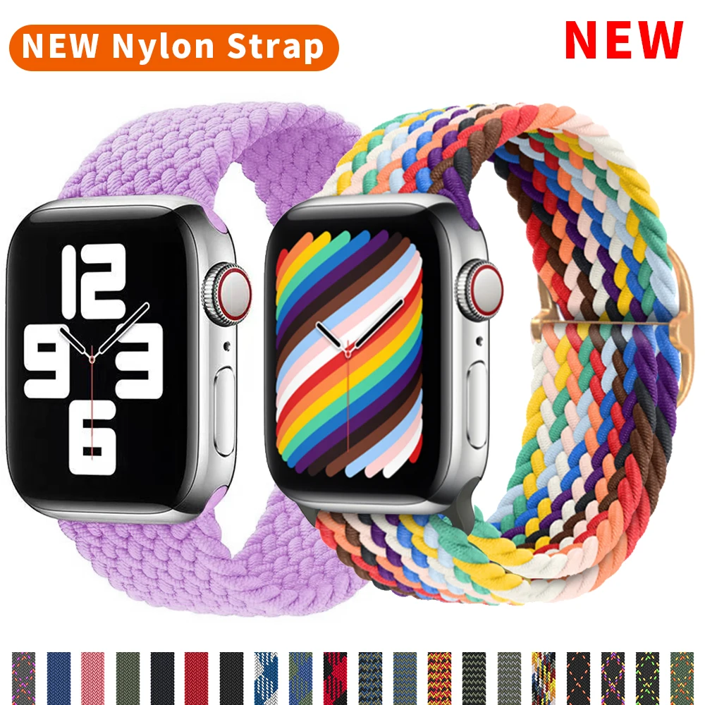 

Nylon fabric Apple Watch band 44mm 41mm45mm38mm40mm42mm Adjustable Braided Solo Loop Elast strap for iwatch Series 7 6 SE 5 4 3