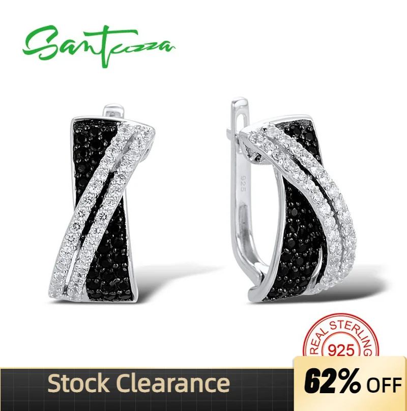 

SANTUZZA Silver Earrings For Women 925 Sterling Silver Stud Earrings Silver 925 with Stones Cubic Zirconia brincos Jewelry