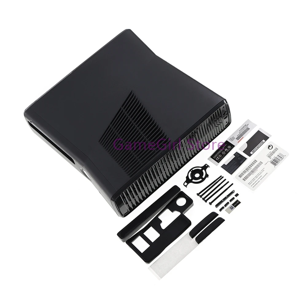 Фото 1 комплект для XBOX 360 Slim, полный комплект, черный корпус, защитный чехол с винтами для консоли XBOX360 E №2