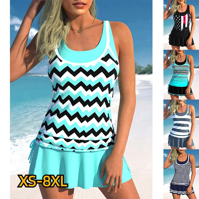 2023 женские Танкини с высокой талией, Летний Новый дизайн, купальники с принтом, купальник, бикини, купальный костюм, комплект из двух предметов, женский пляжный костюм