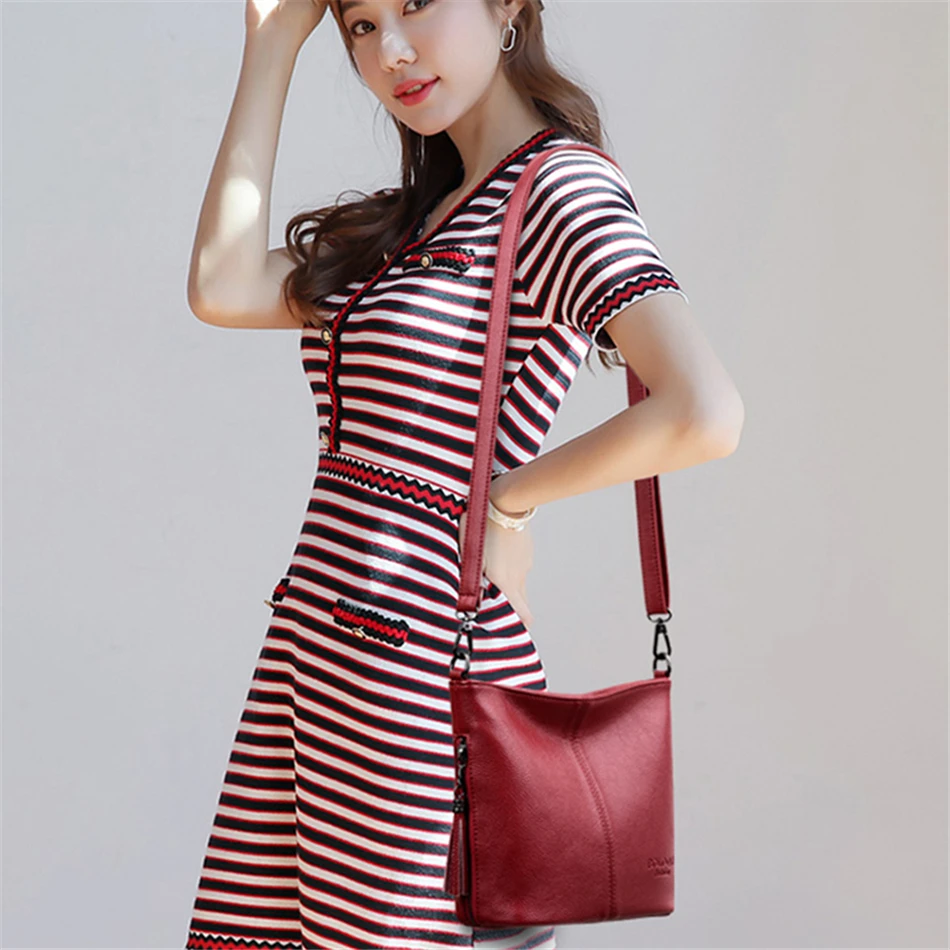 Women's Soft Leather Shoulder Bag Luxury Designer Handbags Accessories Messenger Bag for Women Stock Crossbody Storage Tote Bag