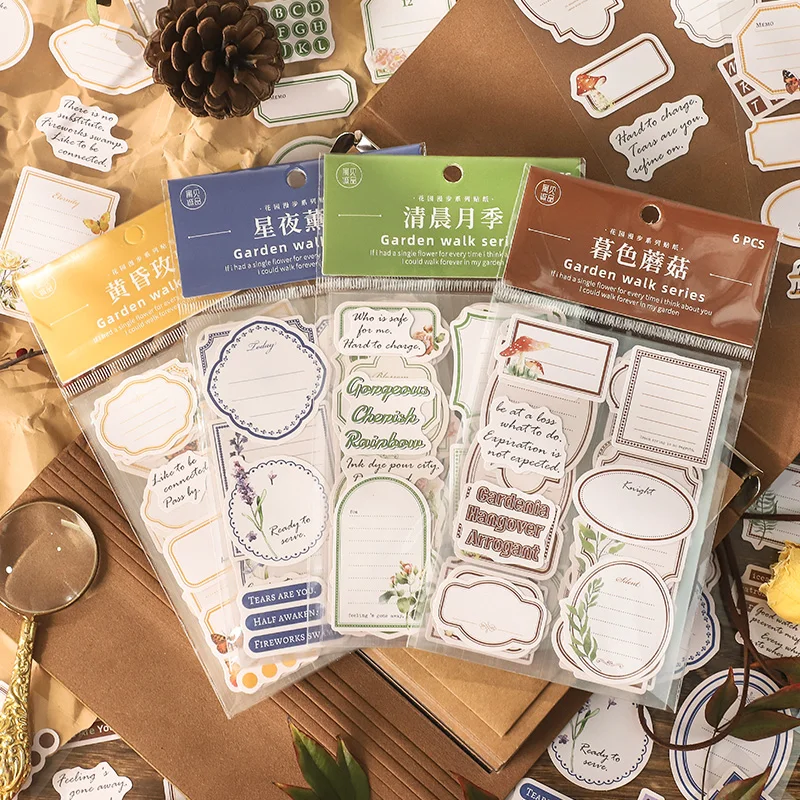 

Садовая Этикетка Рамка материал липкие стикеры эстетика телефон дневник альбом для фотографий поставка 6 листов