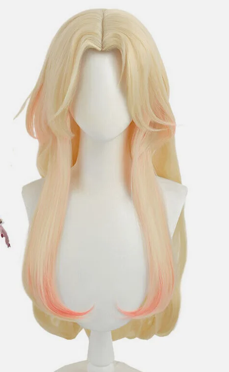 Lenda Imortalizada Ahri Косплей Парики 75см Блондинка Смешанные розовые синтетические