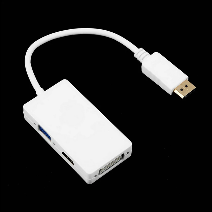 100 шт. многофункциональный адаптер 3 в 1 displayport DP папа-HDMI DVI VGA мама кабель