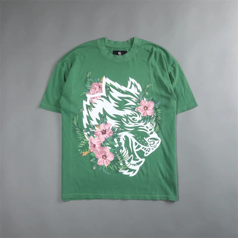 

DARC SPORT NATIVE WOLF 2023 New Flower Skull Print T Shirt For Mens 100% Cotton T-shirts Skateboard Short Sleeve Tee Skate Tops