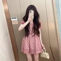 french floral hong kong style retro chic summer small dress design sense niche 22 new womens clothing