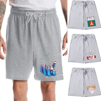 mens shorts summer fashion loose streetwear running fitness breathable comfort stretch waist drawstring hand print short pants