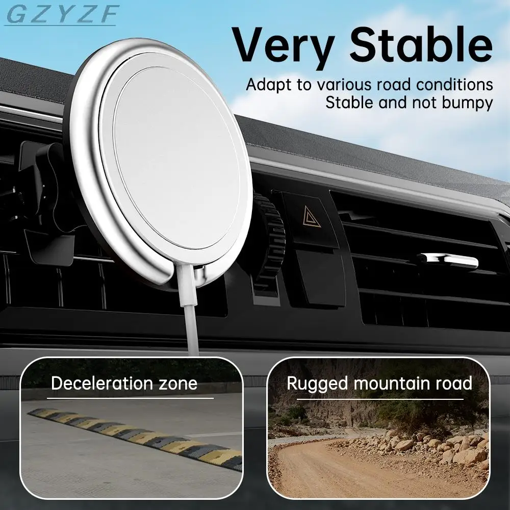 15w magnetic wireless charger car phone holder for iphone 13 12 pro max mini magsafe magnetic wireless car charger phone stand free global shipping