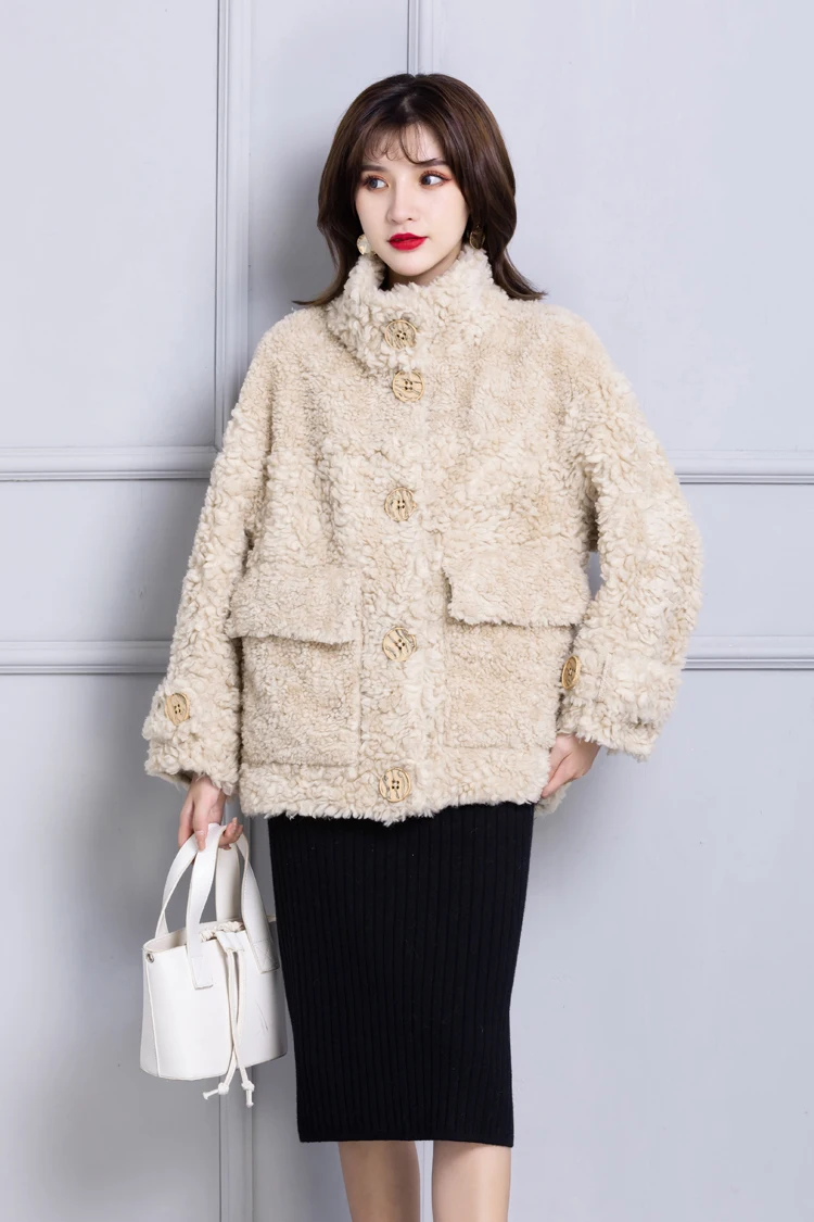 Furyoume 2022 Women's Winter Coats Luxury Overcoat Female 100% Wool Jacket Turn-down Collar Thick Warm Outerwear Fashion Quality