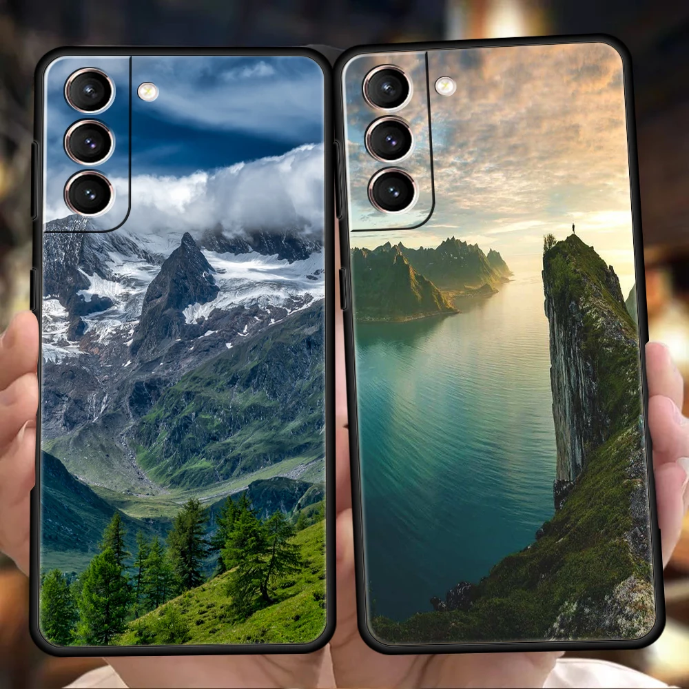 

Travel Mountain Sea Case for Samsung Galaxy S22 S20 S21 FE Ultra S10 S9 M22 M32 Note 20 Ultra 10 Plus 5G Silicon TPU Phone Cover