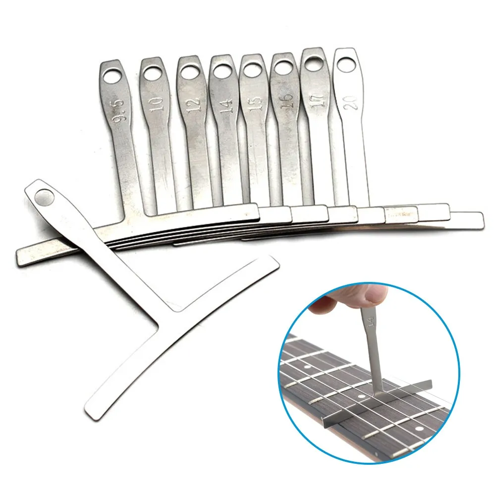 9Pcs Guitar Fretboard Arc Grinding Ruler Stainless Steel For Radius Gauge Neck Notched Straight Edge Builder Measure
