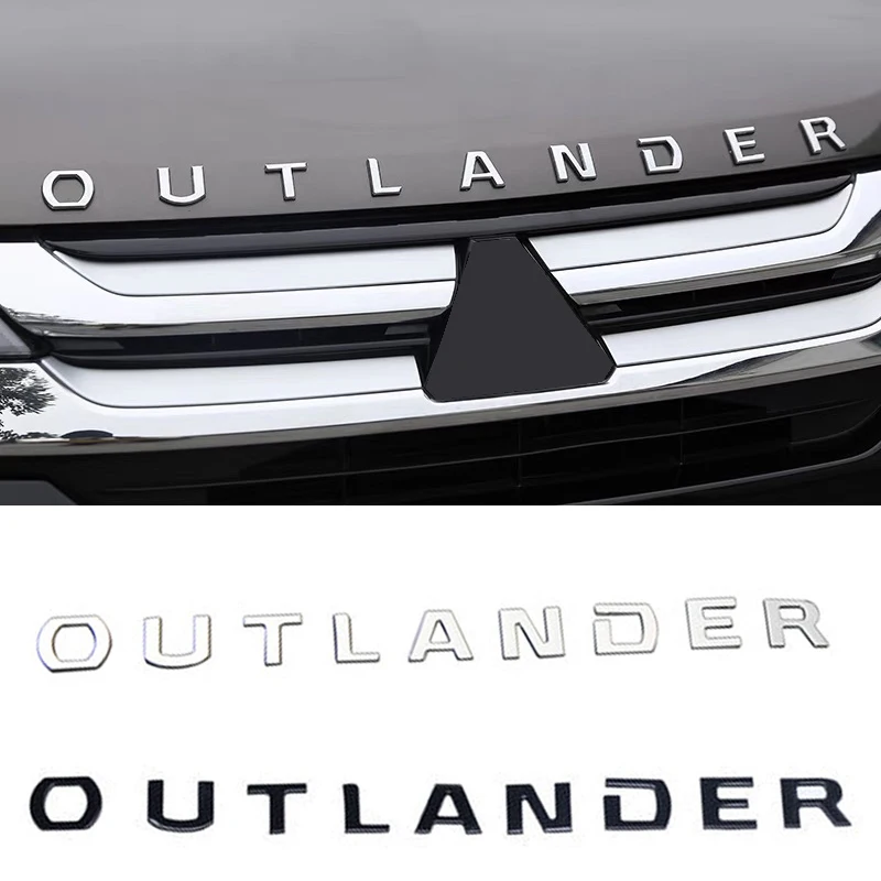 

Car 3D ABS Decals Sticker For Mitsubishi OUTLANDER Letters Logo Word Car Front Head Hood Alphabet Emblem Badge Styling Stickers