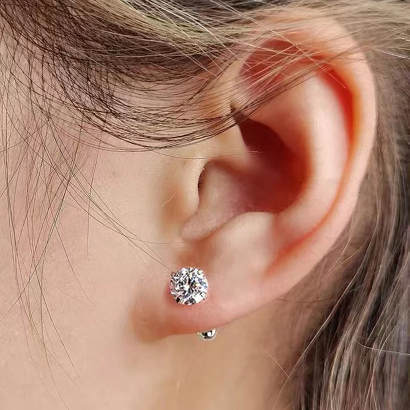 1/3 пары серег-гвоздиков в стиле панк из нержавеющей стали с кубическим цирконием