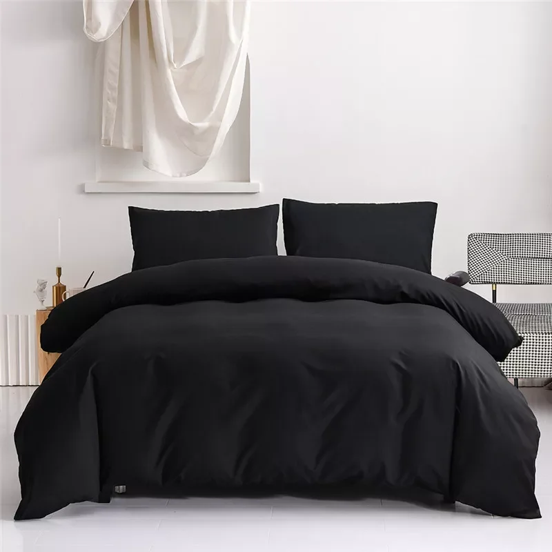 

MIDSUM Pure Color Bedding Sets Single Double Full Size Skin Friendly Fabric Black Duvet Cover Set For Dormitory Household