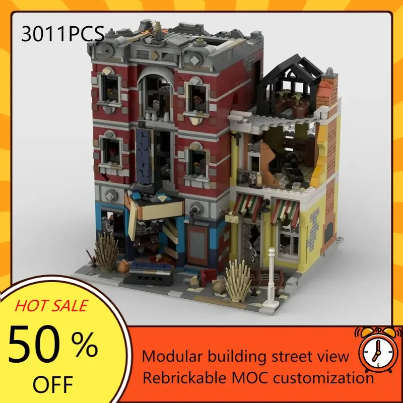 

Модель Apokalypse Jazz club 10312, модульная модель MOC, креативная модель уличного вида здания, обучающая модель сборки, игрушка в подарок