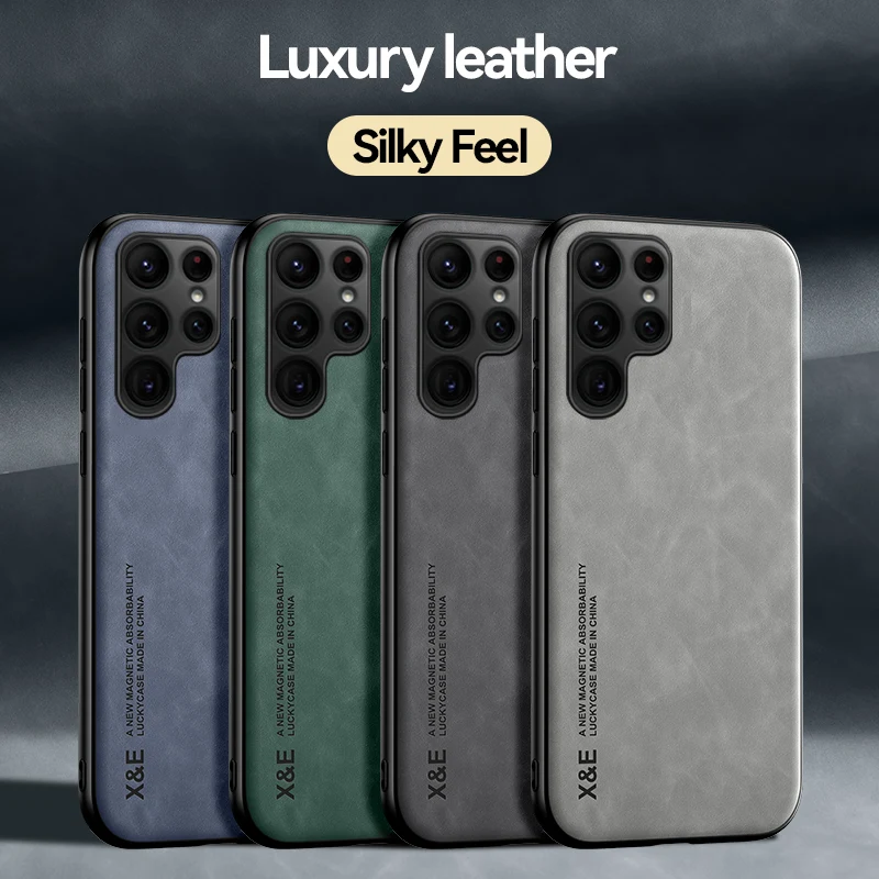 

Luxury Leather Silky Feel Phone Case For Samsung S22 S21 S20 FE Ultra S10 S10E S9 S8 Plus Car Magnetic Attraction Inside Cover