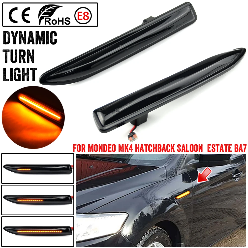 

Smoked Dynamic LED Side Marker Light Amber Turn Signal Blinker Lamp For Ford Mondeo Mk4 Hatchback Saloon Estate (BA7) 2007-2015