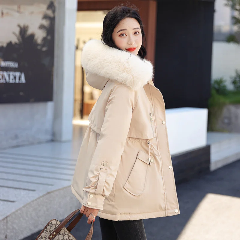 2022 New Autumn Winter Women Cotton Padded Jacket Casual Wool Liner Hooded Coat Parkas Wadded Warm Winter Clothes Women