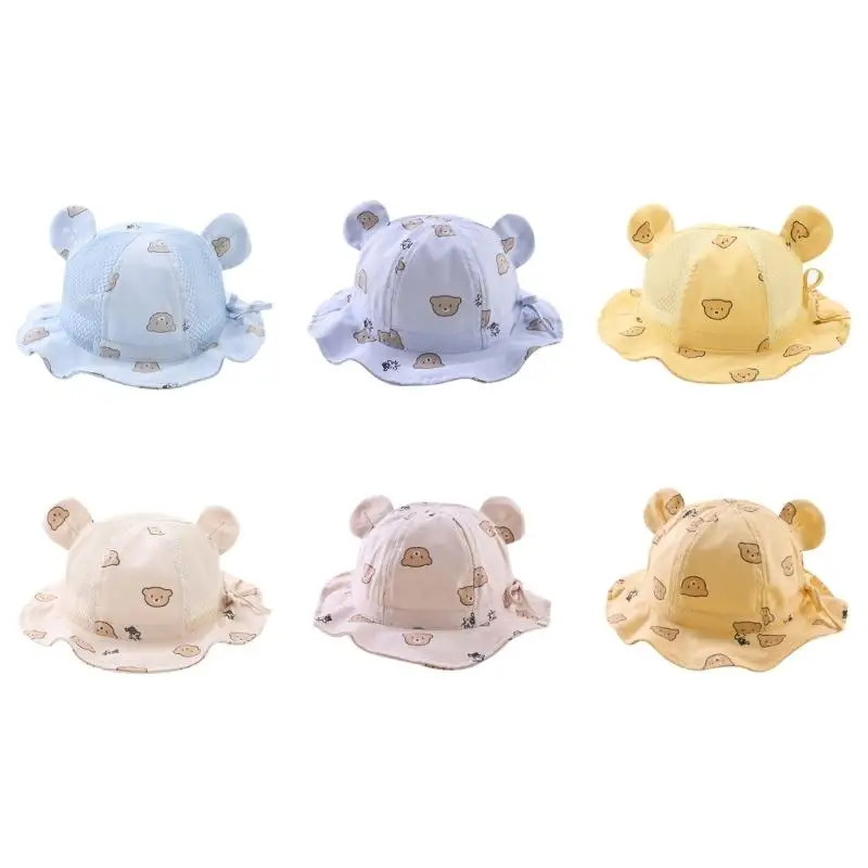 

Детская шляпа в рыбацком стиле, Панама с широкими полями для маленьких девочек и мальчиков, Солнцезащитная шляпа в виде медведя для младенцев, аксессуары для детей
