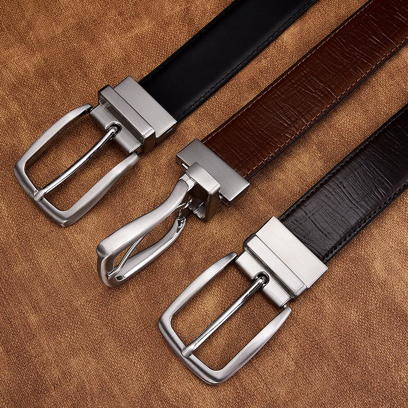 

Men's Belt, Double-sided Rotating Pin Buckle, Durable and Strong, Cowhide Belt, Factory Direct Casual Fashion Designer Belts