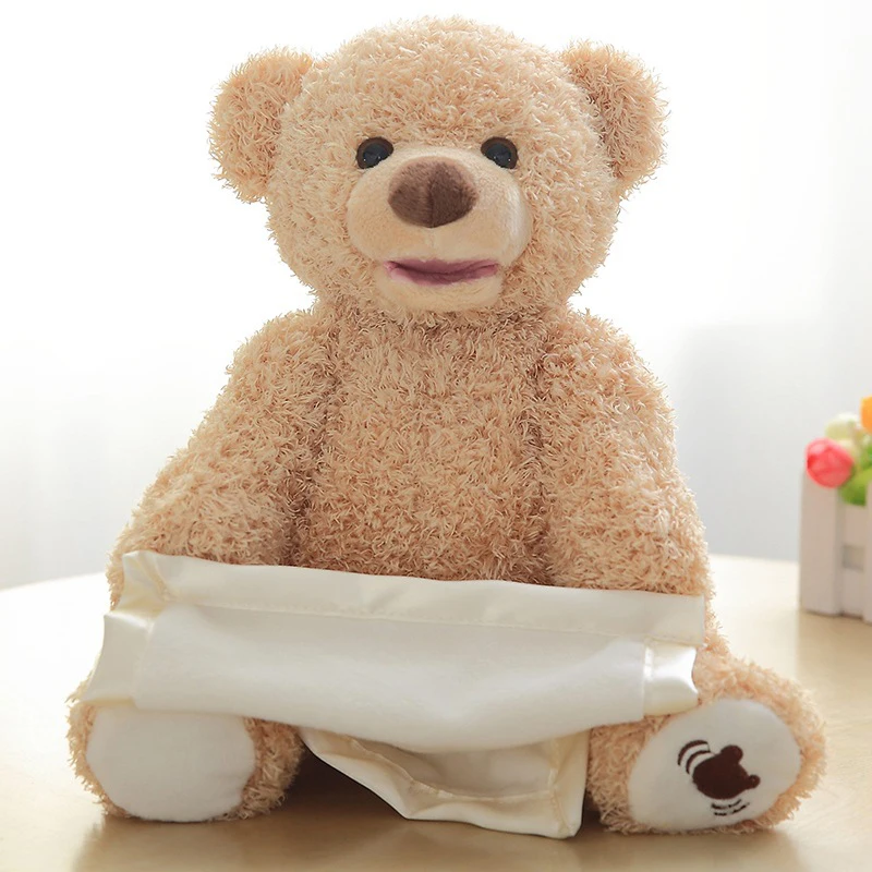 

Cute Bear Hide Play Seek Toy Stuffed Animal Talking Music Shy Bear Electric Musical Peekaboo Bears 33cm Birthday Christmas Gift