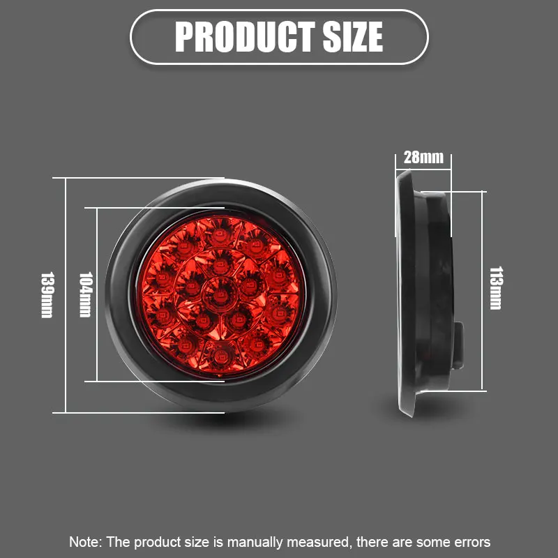 12-24V Wide Pressure Truck Round Light 4 Inch Stop Brake Running Amber Red Turn Signal For Trailer 4x4 Pickup Bus Van - купить по