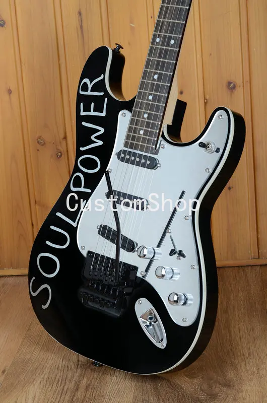 Tom Morello Soul Power Black Aerodyne ST электрическая гитара Floyd Rose Tremolo Tailpiece Mirror Pickguard черная