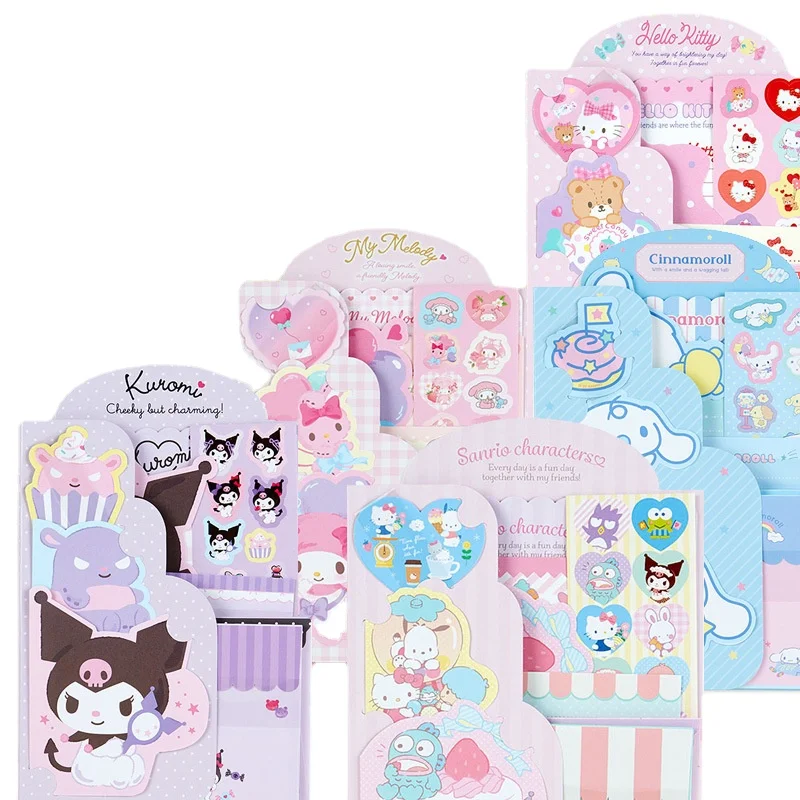 

Sanrio Cute Card Communication Paper Envelope Sticker Set Kawaii Hello Kitty Melody Animal Costume Decoration Toy Gift