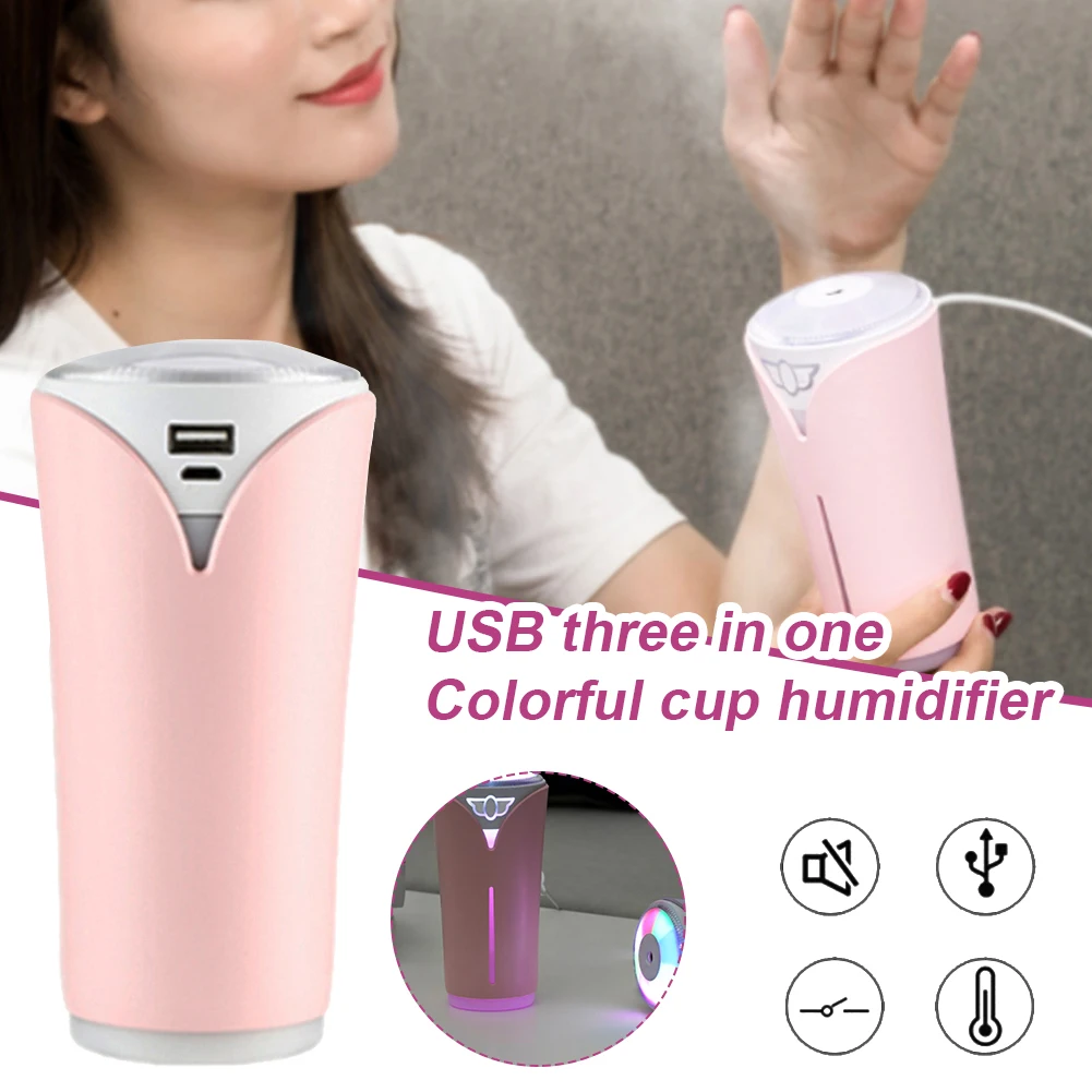 

Humidifier Portable USB Ultrasonic Colorful Cup Aroma Diffuser Cool Mist Maker Air Humidifier Purifier With Light For Car Home